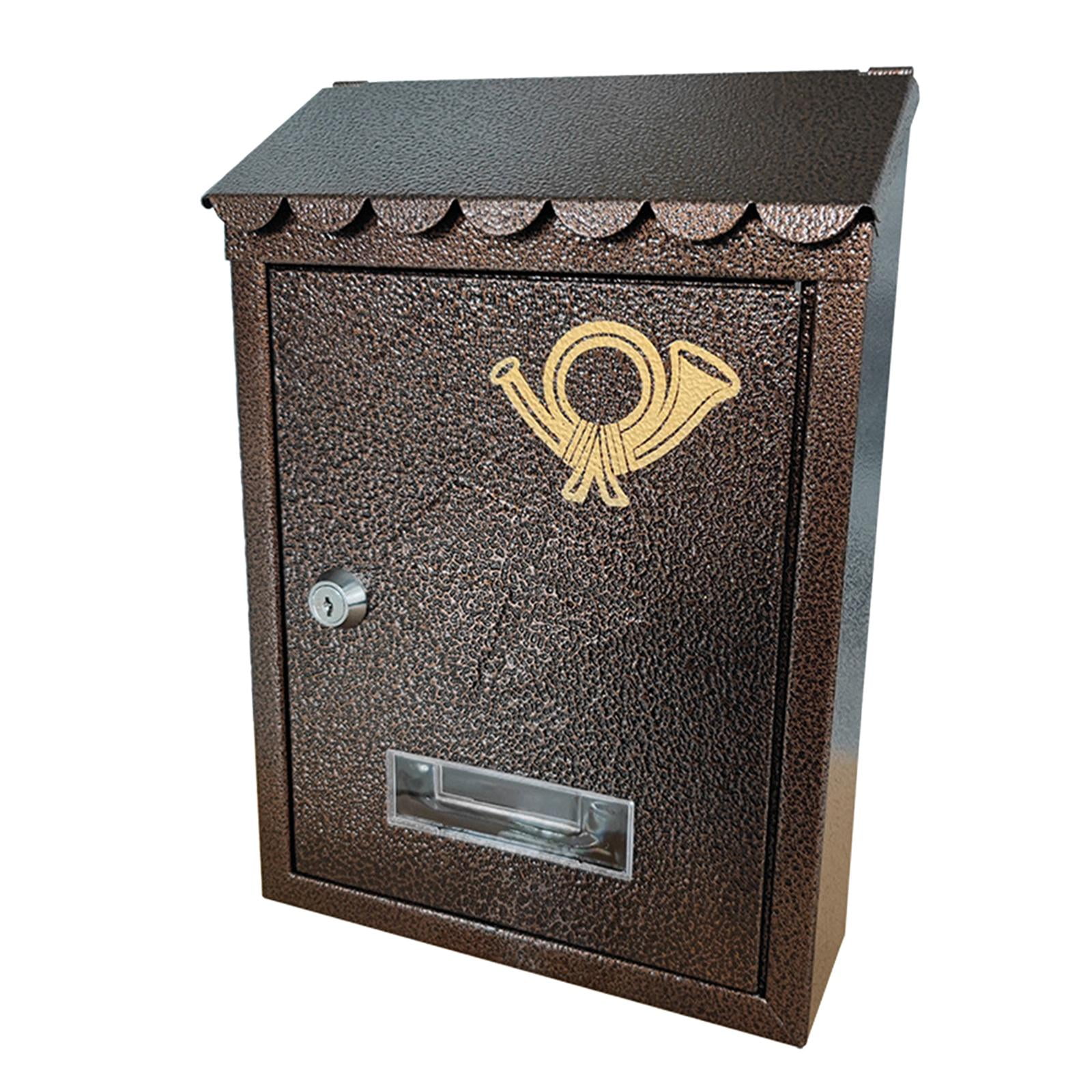 Wall Mount Mailbox Letterbox Front Door 21.5x7x30cm Outside Office Decorative Decor with Key Metal Locking Mailbox Porch Mail Box Drop Box bronze