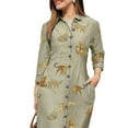 thumbnail image 3 of FASHIONWT Women Casual Button-Up Midi One-Piece Long Sleeve Turn-Down Collar Slim Shirt Dress, 3 of 4