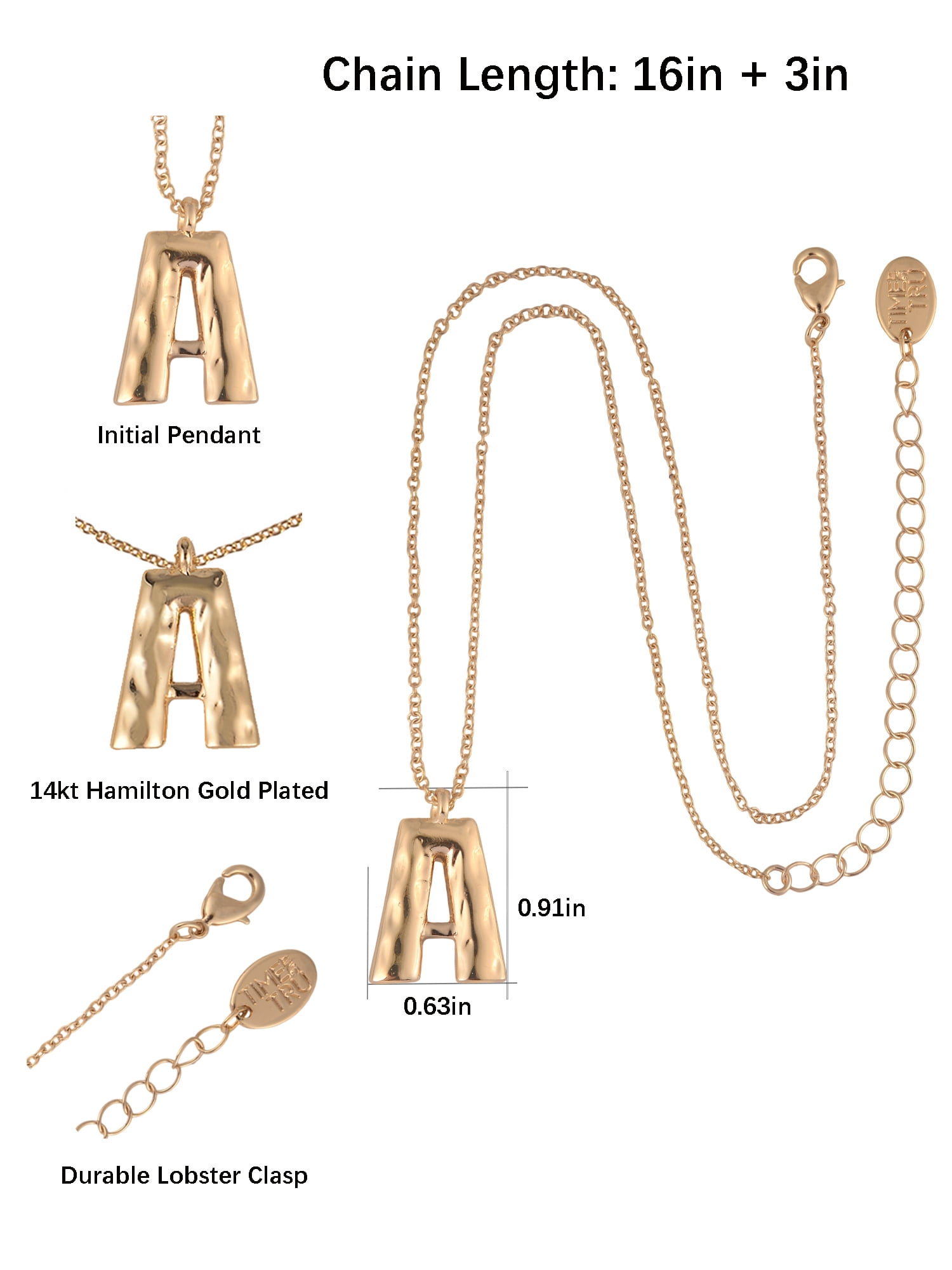 Time and Tru Goldtone Hammered Initial "A" Pendant Necklace