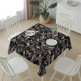 thumbnail image 6 of Boho Black Floral Table Cloth Waterproof Tablecloths, Farmhouse Botanical Vintage Paisley Flower Tablecloth Dining Table Cover for Kitchen Party Tabletop Outdoor, Square Tablecloth 60x60 Inch, 6 of 9