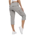 thumbnail image 4 of HKYNLAG Capri Pants for Women Petite Pull On Drawstring Elastic Waist Cargo Capris Lightweight Hiking Pants with Multi Pockets Light Gray XL, 4 of 5