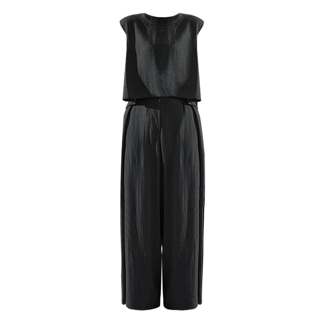 Kcodviy Pantalons de Loisirs et de Retour à la Maison pour Femmes Ensemble Deux Pièces en Lin Ample Sans Manches Ample Ajusté pour Femmes Combinaisons de Mariée