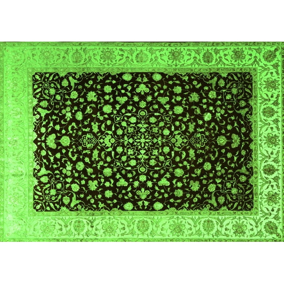 Ahgly Company Indoor Rectangle Oriental Green Traditional Area Rugs, 2' x 5'