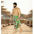 thumbnail image 2 of LA LEELA Men's Swimwear Beach Summer Pareo Long Sarong Wrap One Size Green, Hibiscus Vacation Holiday Party, 2 of 5
