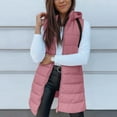 thumbnail image 5 of Long Puffer Vest Women Sleeveless Full Zip Up Puffy Jackets Quilted Padded Fall Coats Winter Outerwear Light pink S, 5 of 9