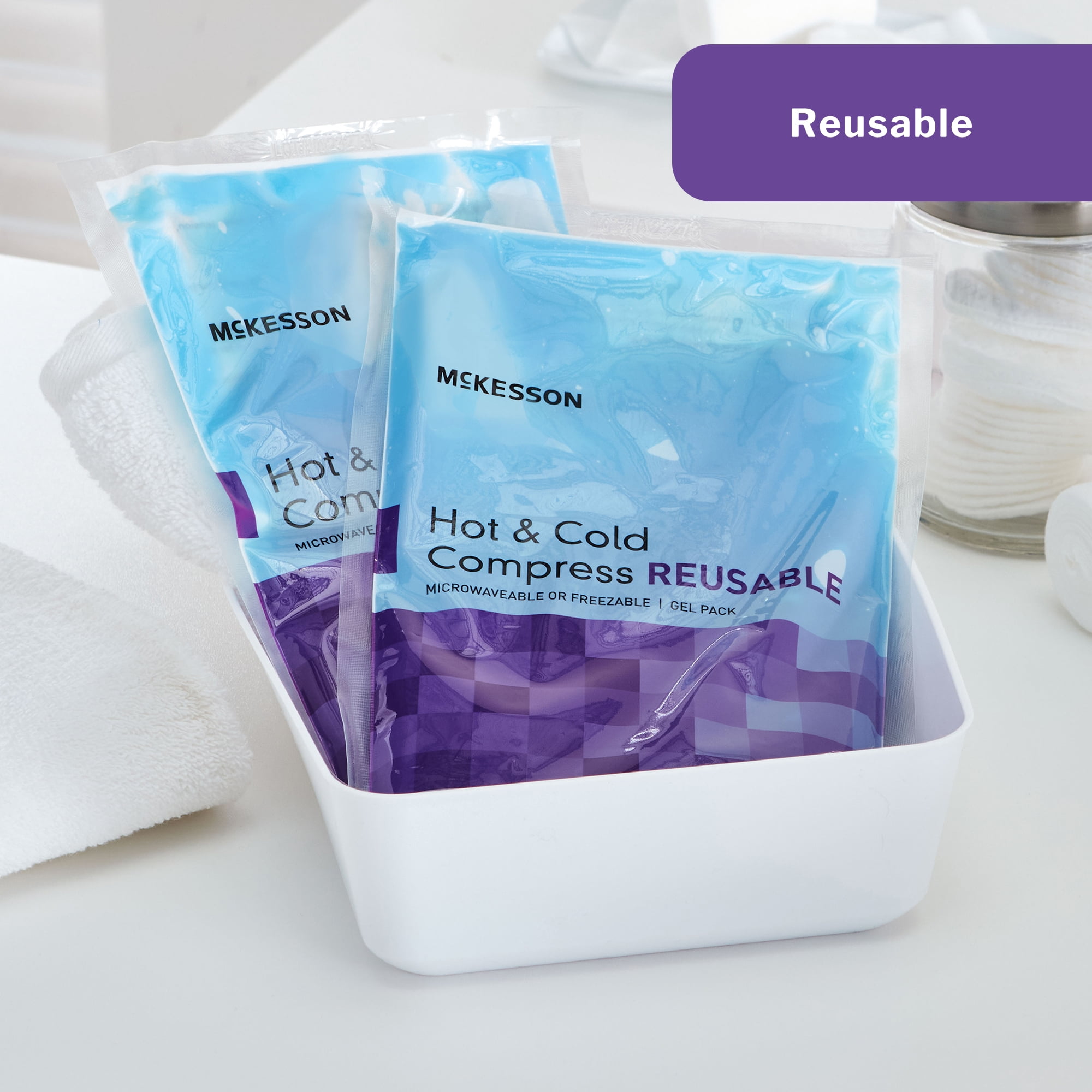 McKesson Hot and Cold Pack, Reusable Gel Compress for Injury, 6.75 in x 10.5 in, 1 Count, 24 Packs, 24 Total