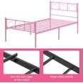 thumbnail image 4 of Twin Size Platform Bed Frame, Pink Twin Metal Bed Frame, Heavy Duty Base Bed Frame with Headboard and Footboard, Steel Slat Support, No Box Spring Needed, Easy to Assemble, 4 of 7