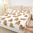 thumbnail image 3 of Homewish Brown Capybara 4 Pieces Queen Sheet Sets For Kids Boys Girls,Kawaii Animal Ultra Soft Flat Sheet,Cartoon Wildlife Queen Fitted Sheet,Lightweight Room Decor, 3 of 7