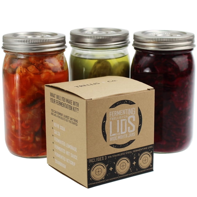 Juego de 3 tapas de fermentación de acero inoxidable 316 Trellis + Co.