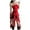 Red, variant on HJYCHN Elegant Women's Casual Wrap Dress with Waist Tie and Asymmetric Hem Design for a Stylish Flowy White M