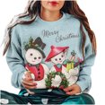 thumbnail image 2 of Puntoco Suéter holgado con cuello redondo y manga larga con estampado navideño para mujer Puntoco Puntoco-8149, 2 of 4