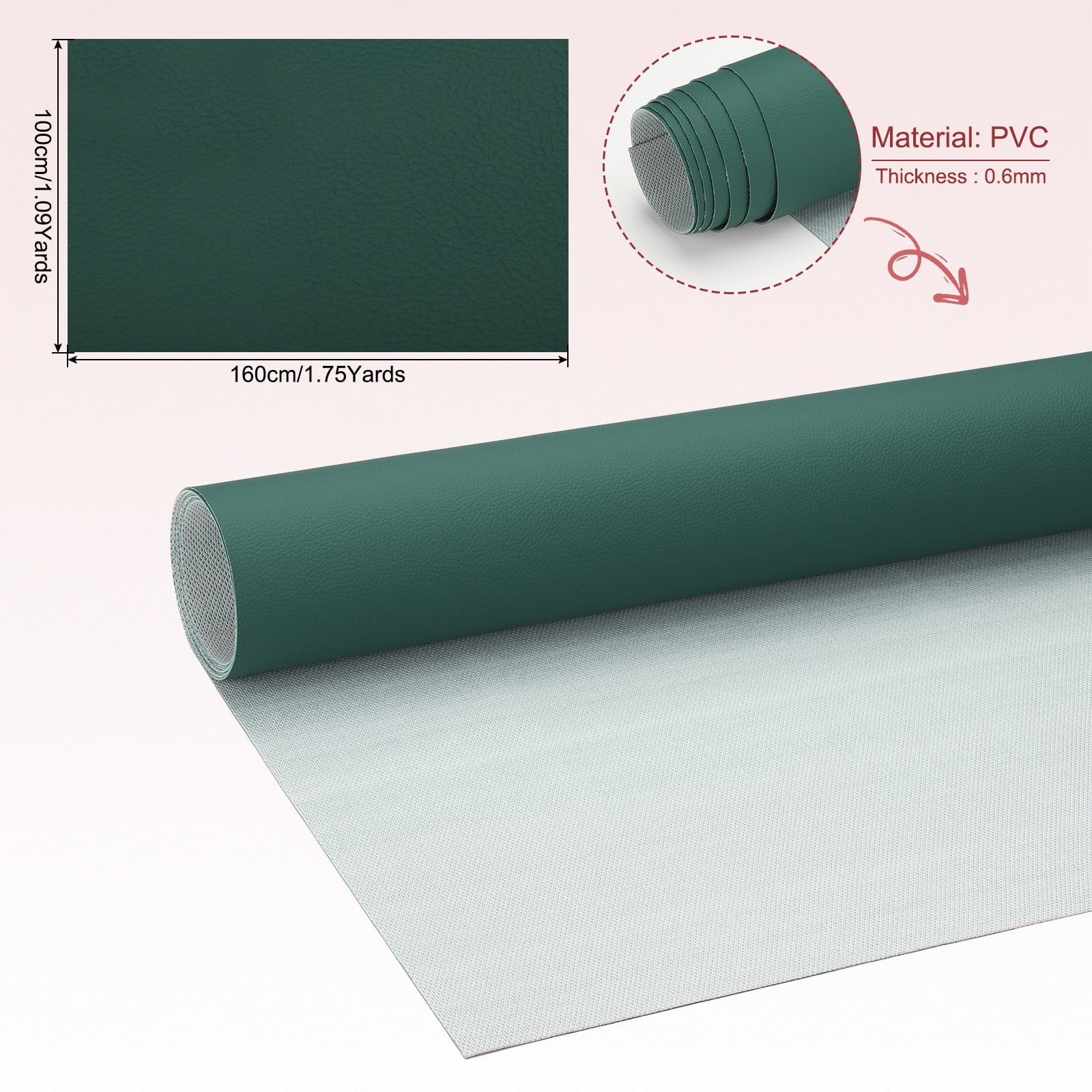 63x39.4in Faux Leather Sheets,  Faux Leather Fabric Sheets Vinyl Fabric Synthetic Soft Waterproof PU for Replacement Upholstery Car, Dark Green