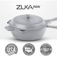 thumbnail image 3 of ZUKA Ceramic Pan by Granitestone 6 Pc Non Toxic Ceramic Deep Frying Pan Set with Steamer & Spatula, Everyday Pan Skillet, Non Toxic Pans for Cooking, Nonstick Induction, Oven & Dishwasher Safe Gray, 3 of 8