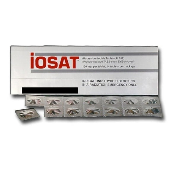 IOSAT KI Potassium Iodide Tablets 130 mg x 14 Tablets Pack / Expiry Year 2032 / FDA Approved - Pack of 1