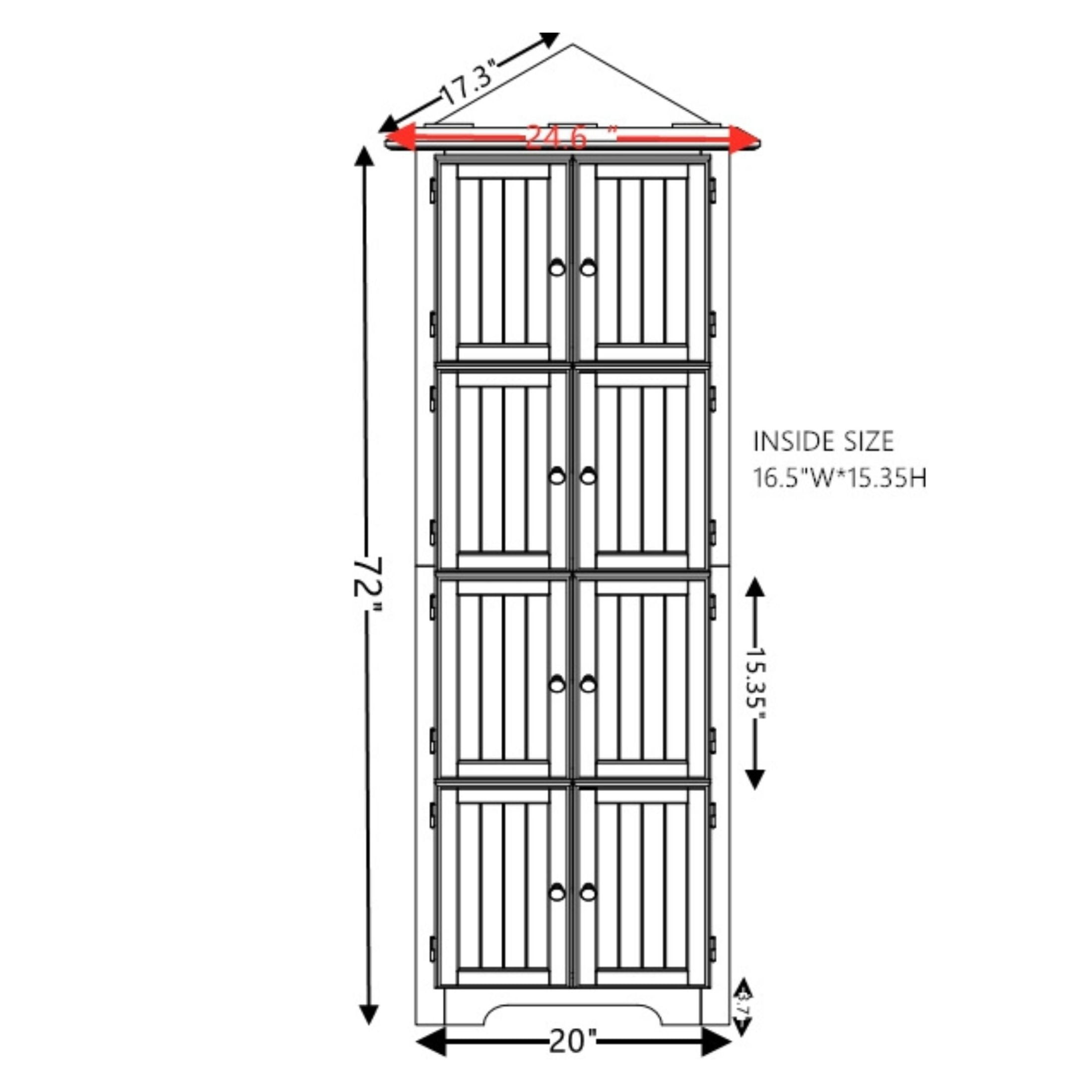 Noble House Willow 72" Corner Pantry Cabinet, 4-Tier Tall Kitchen Storage Bookshelf with Soft Close Doors, Cherry