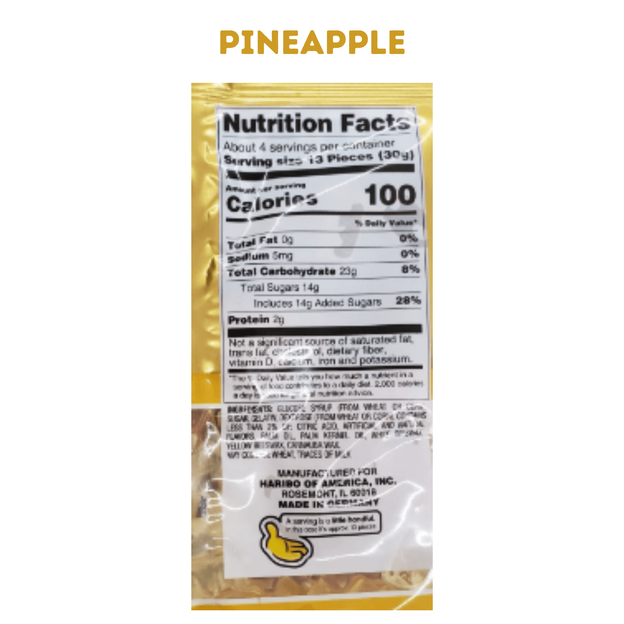 FSSTAM 100th Anniversary Edition Gold Bears, Pineapple Gummy Bears Candy– Bear Shaped Gummies Candies, Chew Candy Snacks, 4 oz Bag, 4 Packs (with Exclusive FSSTAM Booskie)