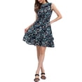 thumbnail image 1 of INSPIRE CHIC Vestidos de gasa para mujer, vestido mini sin mangas con fruncido y estampado floral, talla L, azul oscuro, 1 of 6