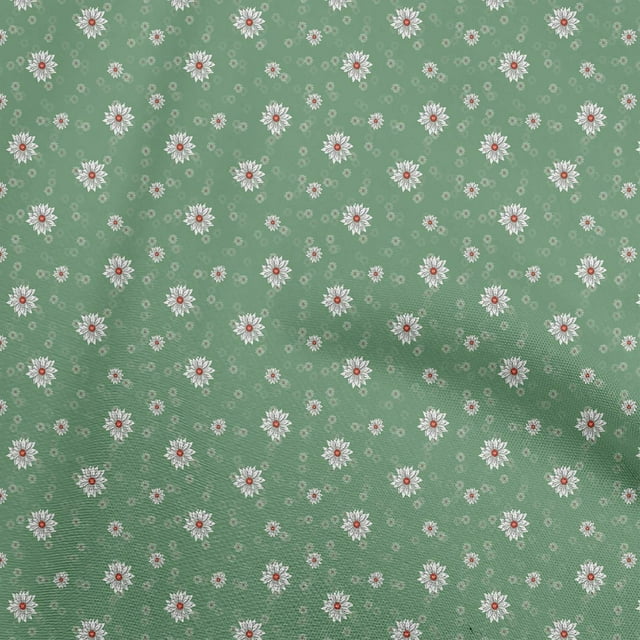 oneOone Tissu Jersey Coton Vert Mer Floraux Matériel de Robe Tissu Imprimé Tissu au Mètre 58 Pouces de Large