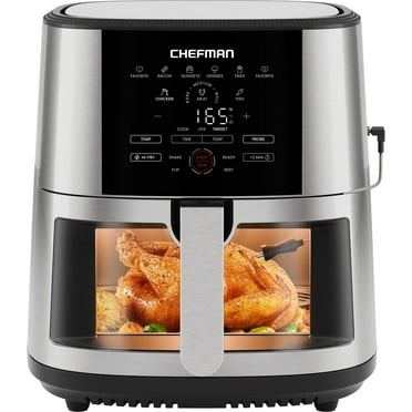 Chefman ExacTemp 8-Quart Easy-View Air Fryer with Wired Cooking Thermometer – Stainless Steel, New