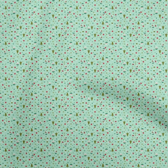 oneOone Polyester Spandex Light Mint Green Fabric Christmas Diy Clothing Quilting Fabric Print Fabric By Yard 56 Inch Wide
