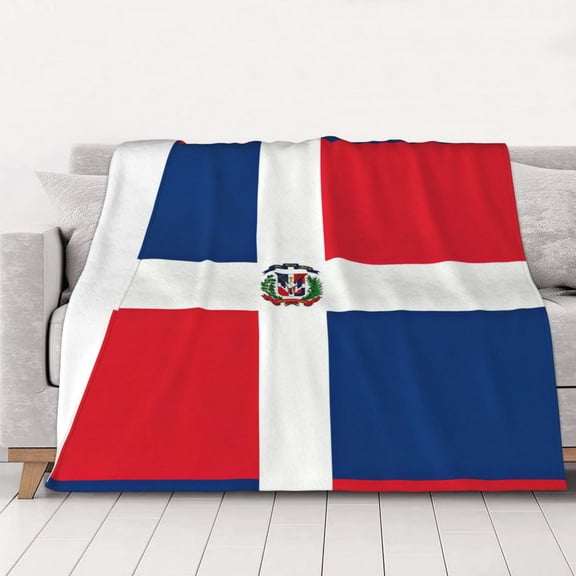 Throw Blanket Flag Of The Dominican Republic Soft Cozy Fleece Flannel Blanket Home Decor for Couch Sofa Bed 40"x30"