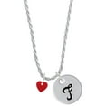 thumbnail image 1 of Delight Jewelry Acrylic 5/16" Maroon Heart Silvertone Script Initial Disc - F - Charm Necklace, 20"+3", 1 of 4