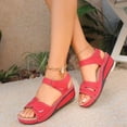 thumbnail image 4 of Slides for Women Casual Spring And Summer Breathable Toe Open Toe One-Line Buckle Wedge Heel Sandals for Women, Red-37, 4 of 9