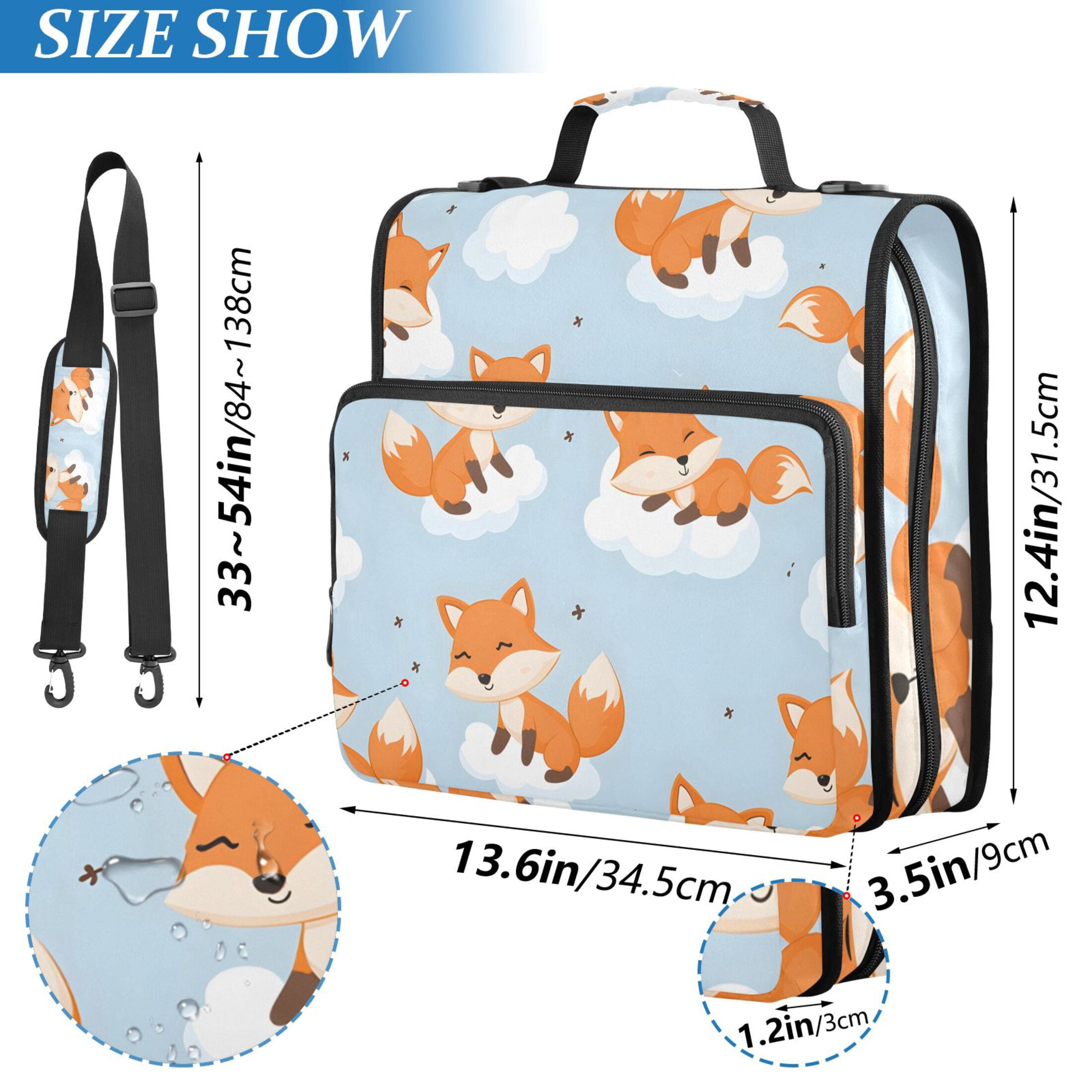 ALAZA Zipper Binder Fox on Cloud 3 Ring Trapper Keeper File Folder Organizer Bag