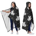 thumbnail image 2 of Wearable Blanket,Black White Cat Rose Moon Star Pattern Hooded Wearable Sherpa Blanket for Adults & Teens,Winter Poncho Shawl Wrap Cape Thick Warm,50"x60", 2 of 5