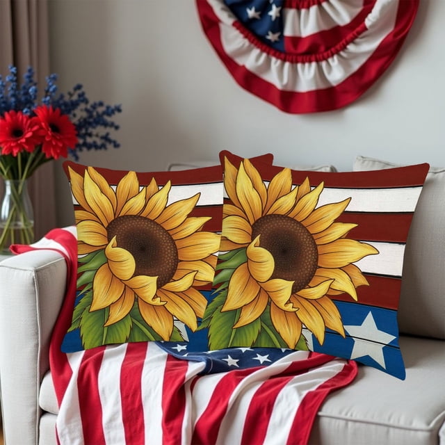 Pillow Cover Independence Day Star 4th Of July Flag Pillow Cover Cushion Cover Soft Pillow Cover Decorative Pillow Cover