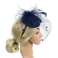 thumbnail image 4 of D-GROEE Fascinators for Women Tea Party Headband Hats Cocktail Flower Mesh Feathers Headwear Hair Clip for Wedding, 4 of 8