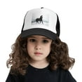 thumbnail image 2 of PAYOHTO Kids Running Horse in Snow Baseball Hat Back Adjustable Mesh Breathable Hats Black Trucker Cap Outdoor Fishing Sun Caps for Boys or Girls ages 4-10, 2 of 9
