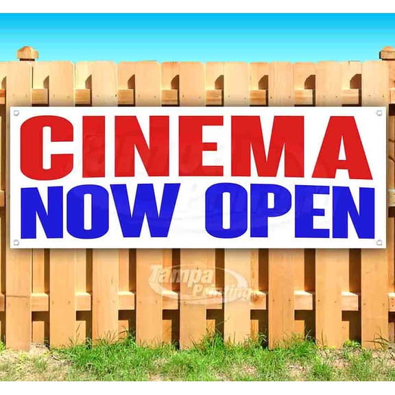Cinema Now Open 13 oz Vinyl Banner With Metal Grommets