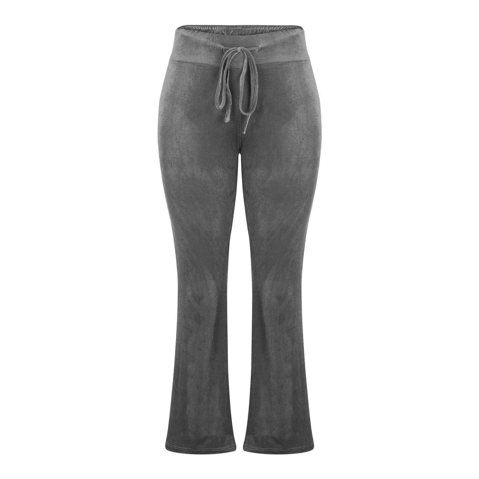 Women's Pants Sevevn Women's Velvet Flare Pants Drawstring High
