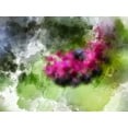 thumbnail image 2 of Young, Chamira 18x15 Black Ornate Wood Framed with Double Matting Museum Art Print Titled - Pink Floral on Green, 2 of 4