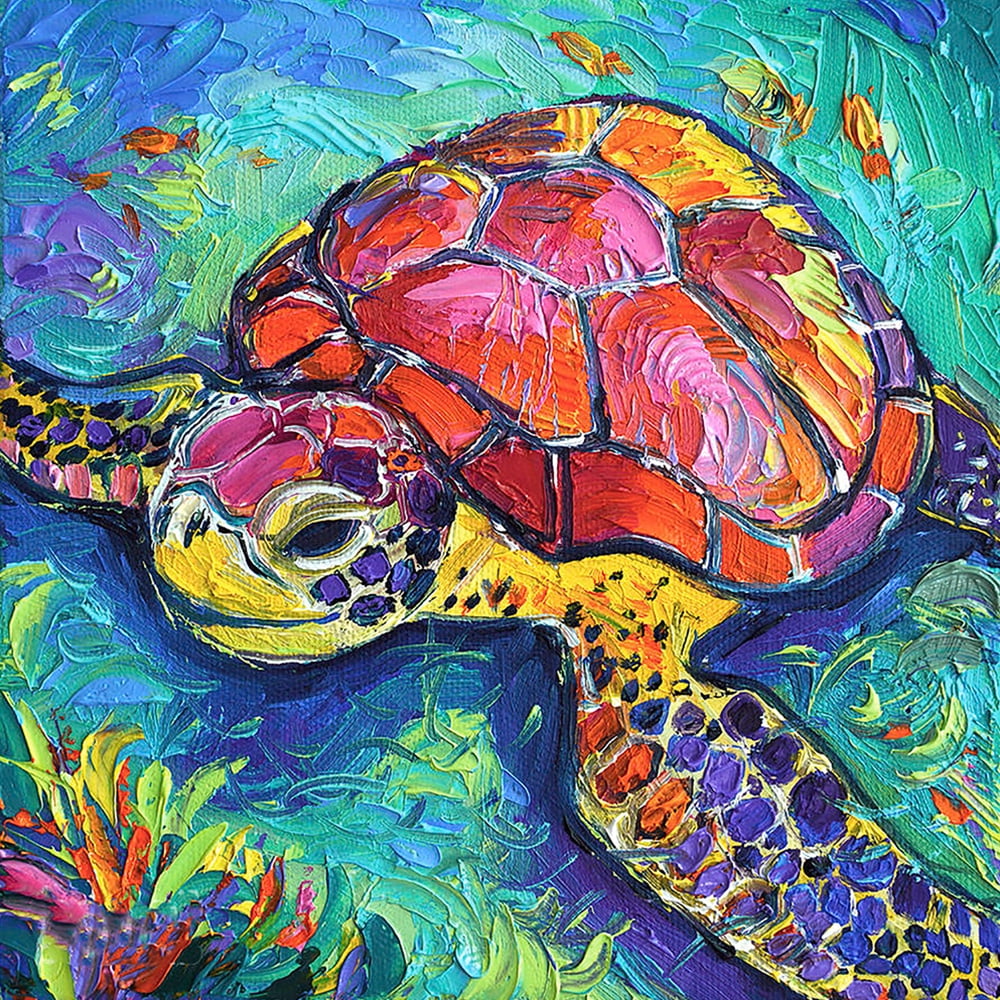 Vertily 12x12 Undersea Turtle 5D DIY Diamond Painting Kit Full Drill Full Square Rhinestone Embroidery Cross Stitch Arts Craft for Home Wall Decoration