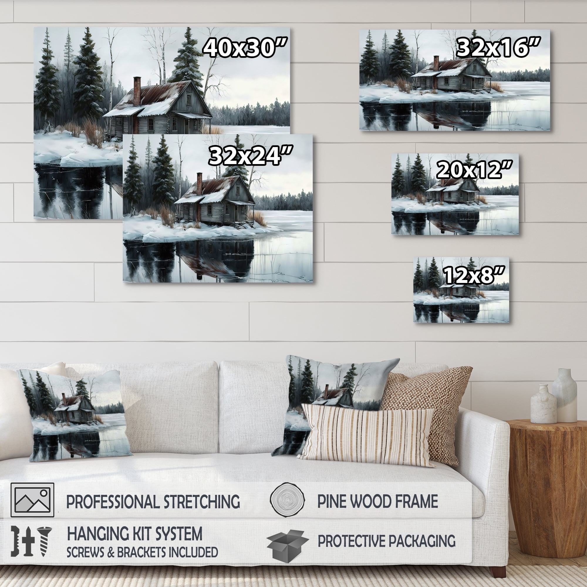 Designart Fishing House By The Lake III Canvas Wall Art