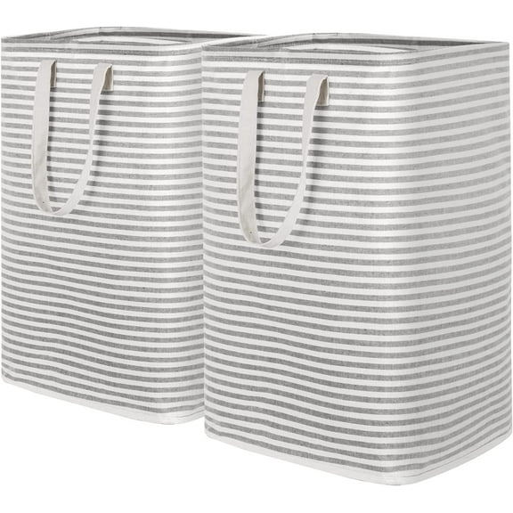 Lifewit 2 Pack Laundry Hamper Large Collapsible Laundry Baskets Freestanding Waterproof Grey 2 x 72L