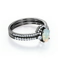 thumbnail image 3 of JeenMata Curved Pave 1 Carat Elliptical Ethiopian Opal And Moissanite Past Present Future Wedding Ring Set In 18K Black Gold Plating Over Silver, 3 of 7