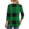 thumbnail image 5 of WRKEKC 3/4 Length Sleeve Womens Tops V Neck Plaid Print Loose Fit Comfortable Casual T-Shirts for Women, 5 of 7
