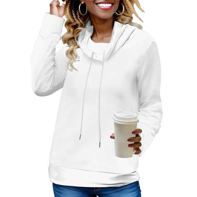 Tops Henley para mujer,Sudadera con cuello alto para mujer, con cordón ajustable, manga larga, tejido suave y transpirable, corte holgado para uso informal, sopatenor