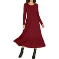 thumbnail image 5 of QATAINLAV Womens Long Sleeve Casual Dress Solid Color Ribbed Knit Sweater Dresses Crewneck Wedding Guest Midi Dresses with Pockets, 5 of 7