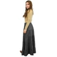 thumbnail image 3 of Women's Button Front Long Ankle Length Tiered Denim Prairie Skirt, 3 of 5