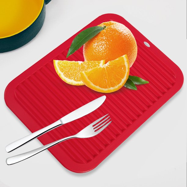 Alfombrilla de silicona para fregadero, utensilios de cocina impermeables antideslizantes ondulados para el hogar (rojo) Sywqhk Libre de BPA