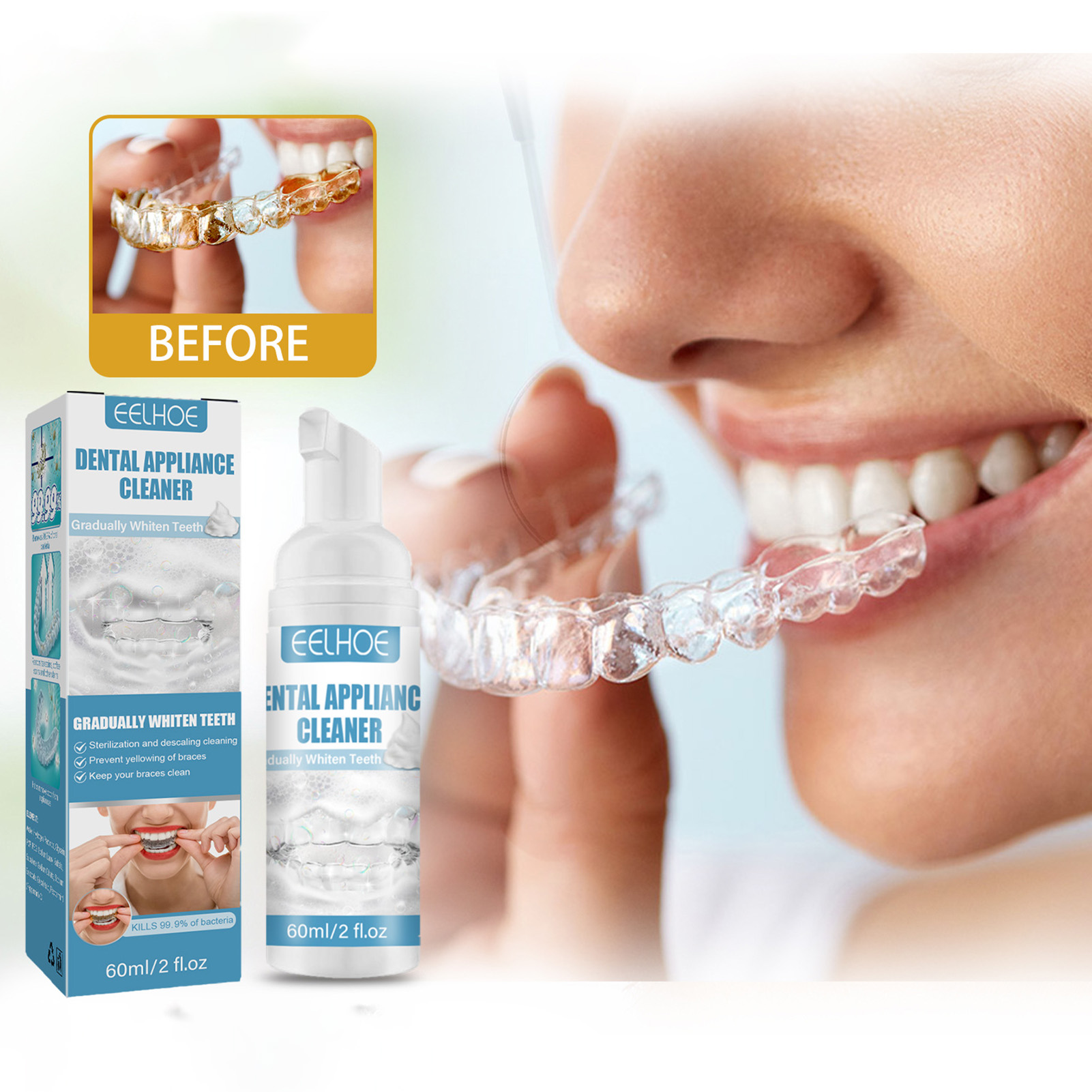 GoFJ 60ml Braces Stain Cleaner Fast Sterilization Environmental