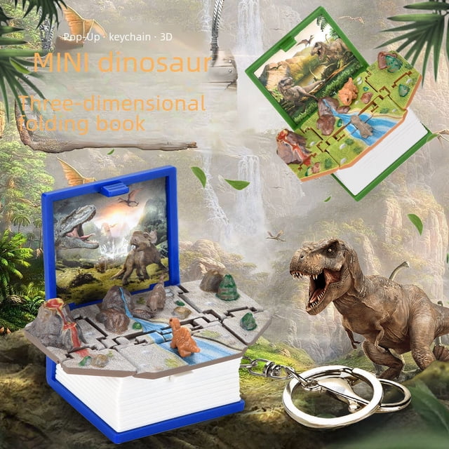 Libro emergente 3D, libro explosivo plegable, dinosaurio, castillo, mochila escolar, colgante, llavero, juguete de descompresión creativo para niños
