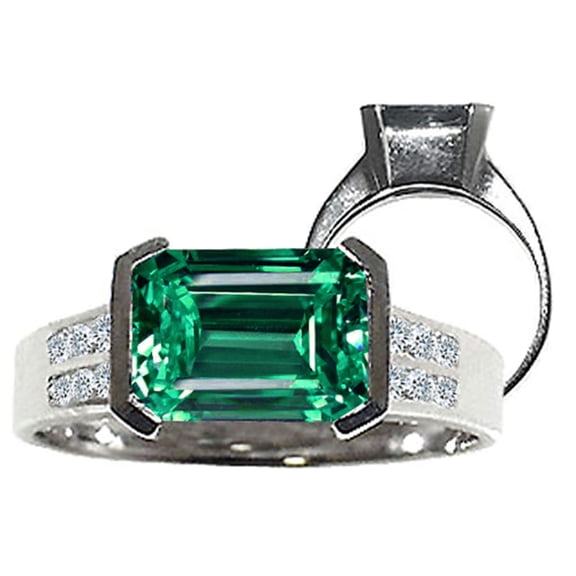 Tommaso Design� Octagon cut 9x7mm Simulated Emerald Ring