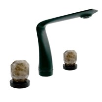 Bergamo Art Matte Black Brass Bathroom Faucet with Dark Rock Crystal Handles