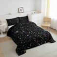 thumbnail image 3 of Feelyou Kids Psychedelic Galaxy Full Size Comforter Sets, Dreamy Starry Sky Bedding Comforter Set, Glitter Stars Print Reversible Bedding Sets, Breathable Home Decor, 3-Piece, 3 of 8