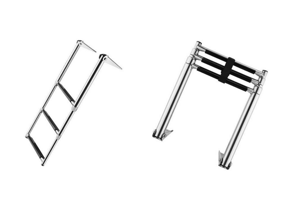 Stainless Steel Telescoping Boat Marine Ladder 3 Step Folding Swim Ladder with Wider Steps for Marine Boat Yacht Swimming Pool 